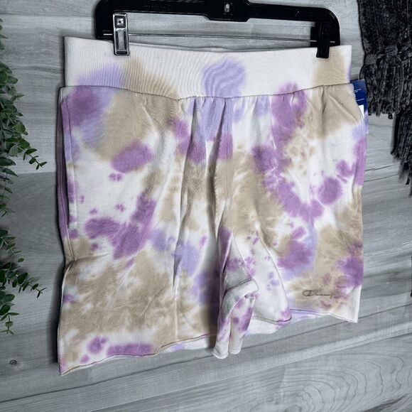 Champion Mens Purple White Tan Tie Dye Active Sweat Shorts Size Medium - Picture 4 of 9
